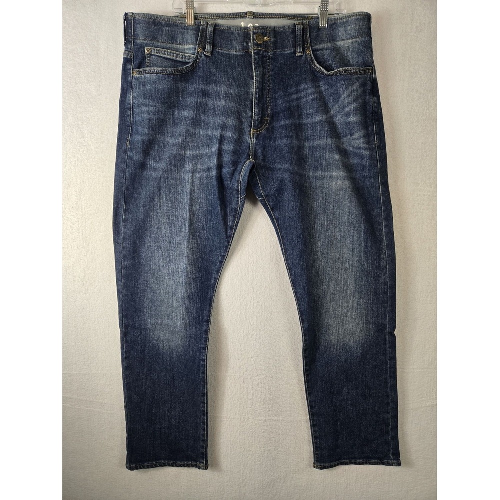 Lee Mens Slim Straight Jeans 40 x 30 Blue Cotton Blend Denim
